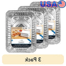 3 Pack Large Aluminum Foil Takeout Pans with Folded Lids Disposable Meal Prep Cooking Storage Casserole Containers Eco-Friendly